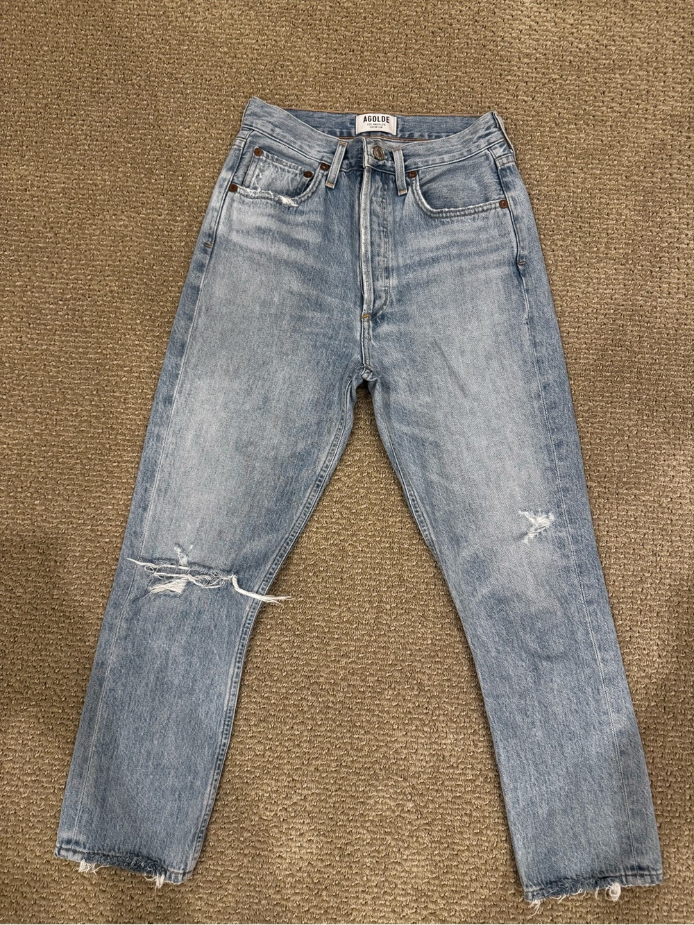 Agolde Light Blue Denim Riley High-Rise Jeans